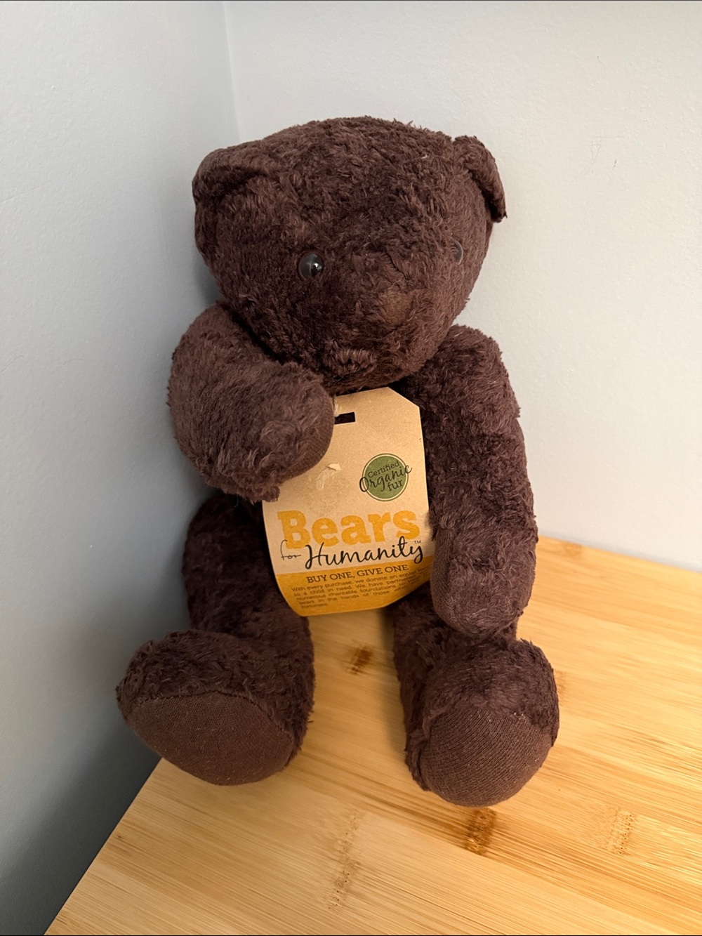 Bears for Humanity Brown Plush Teddy Bear with Brown Accents "Snugglie"